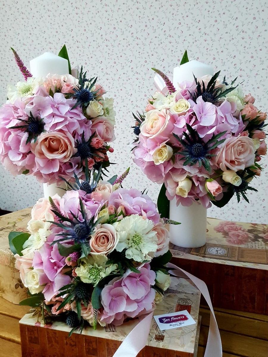 Pache flori nuntă pink and blue